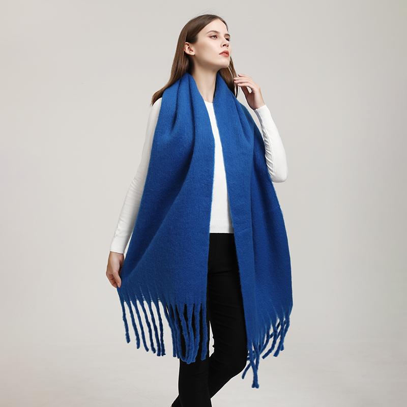 Winter Solid Color Tassels Cashmere Scarf Keep Warm Woman Pashmina Shawl Ladies Fashion Long Scarves Wraps  210*30Cm