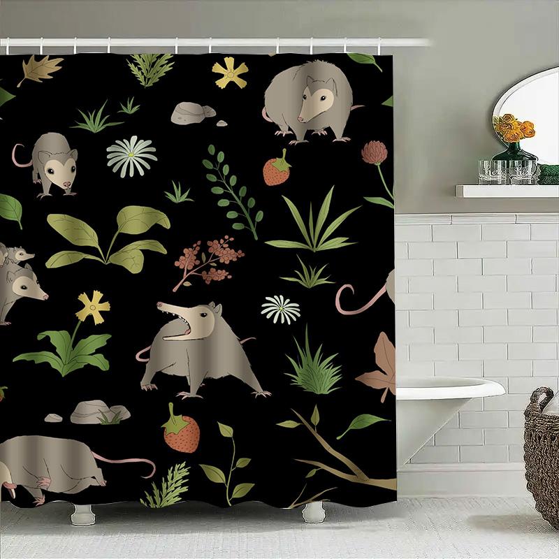 Nature-Inspired Shower Curtain Featuring Playful Animals Waterproof Bathroom Decor For Your Home