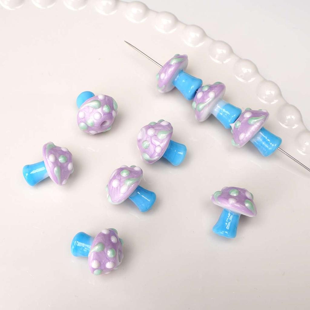 1 pezzo [17x16mm] Perline a forma di fungo in Vetro Colorato Dipinte a Mano Perline Fungo Tridimensionali Accessori Fai da Te per Gioielli Fatti a Mano