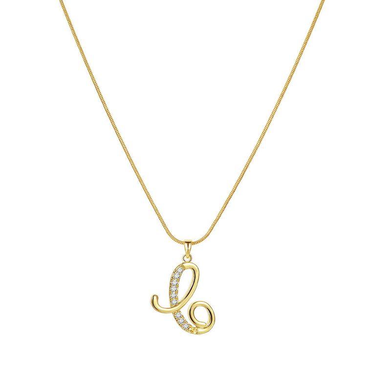 Europe and America Cross Border 26 Letters Copper Inlaid Zircon Snake Chain Necklace Letter Gold Pendant Creative Minimalist Letters