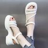Internet celebrity Roman sandals women's summer models 2025 new super fire muffin thick-soled mid-heeled skirt, thick-heeled sandals