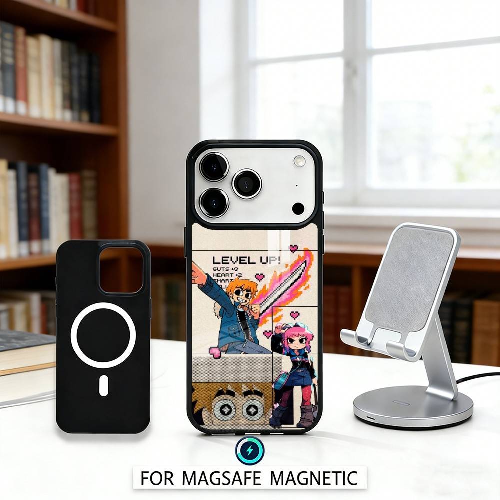 Anime S-Scott P-Pilgrim Phone Case Magnetic For iPhone17 16 15 14 13 12 Pro Max For Magsafe Wireless Charging Cover