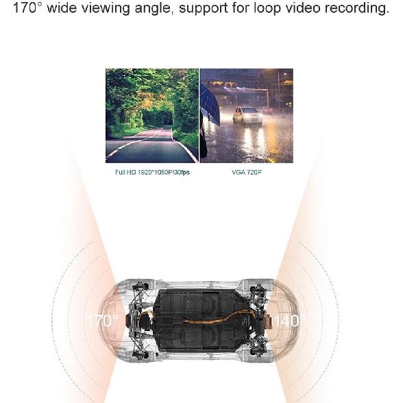 2.2inch Car DVR Camera Car Driving Recorder 170° Digital Driving Video Recorder 1080P Front and Inside Dashcam for Cars