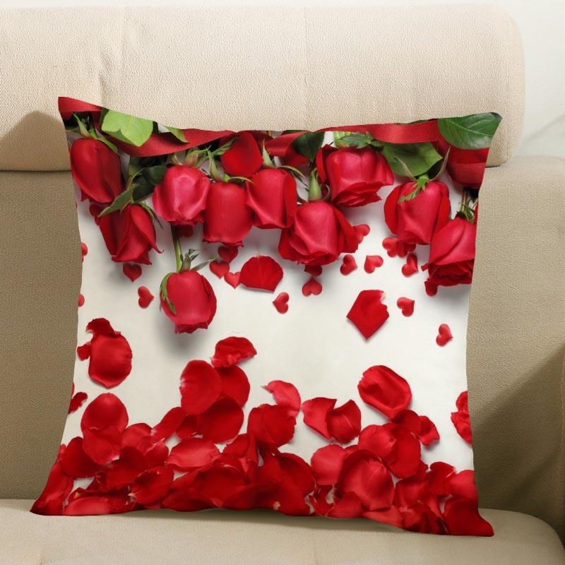 Buy Flowers Red Rose Pillow Cover Customize Pillow Case Modern Home Decorative Pillowcase For