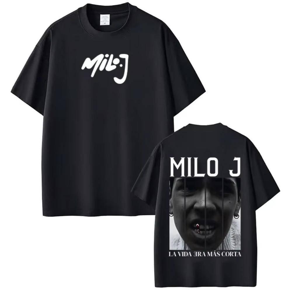 Rapper Milo J La Vida Era Mas Corta Album T Shirt Men's Women Harajuku T-shirts Summer Loose T-shirts Tops