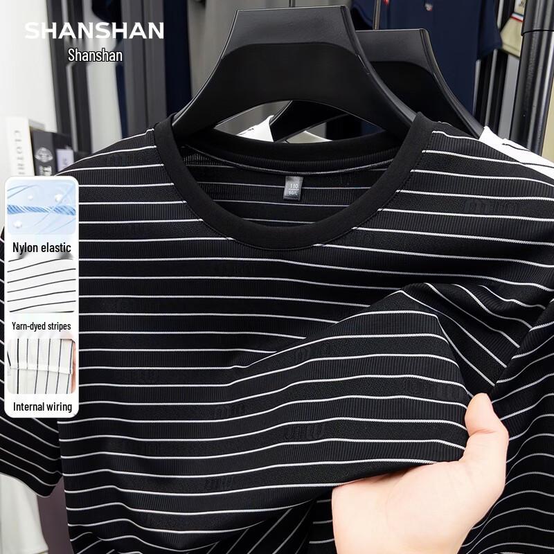 SHANSHAN Men s Striped Stretch Cool-Touch T-Shirt 190