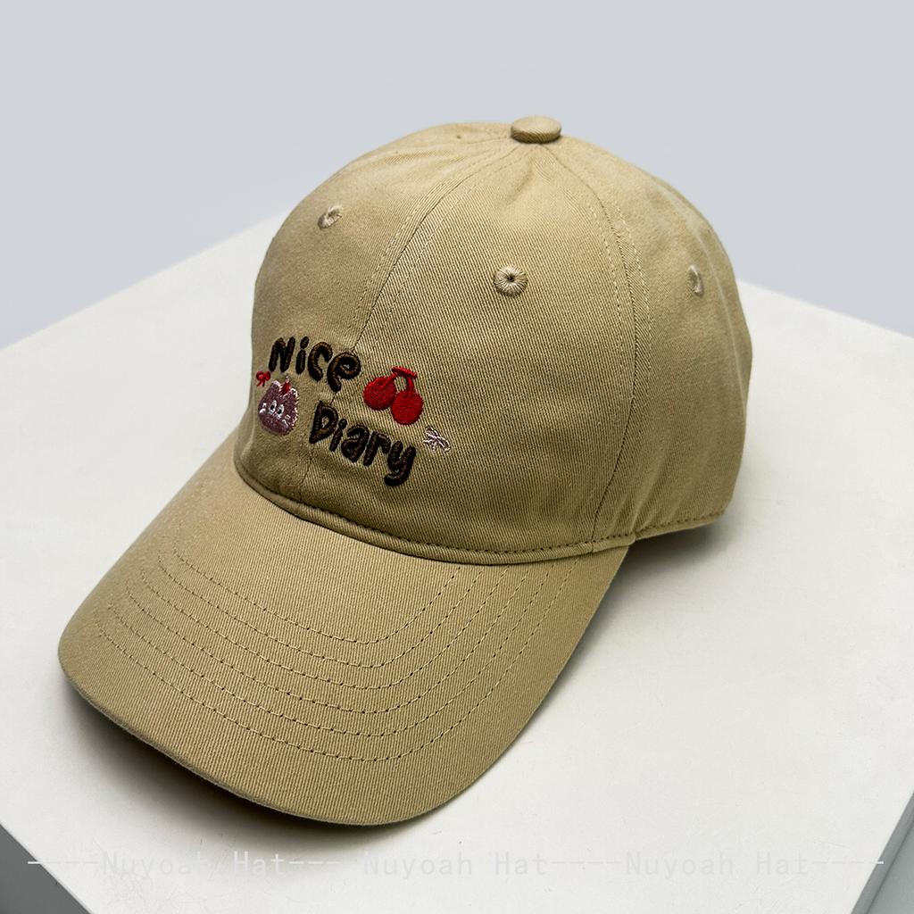 New Men Women Korean Kitten Cherry Letters Embroidery Baseball Hats Sunshade Cartoon Versatile Cute Peaked Caps Fashion Casual