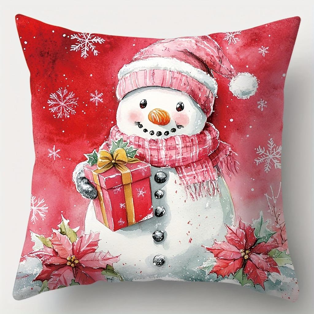 Christmas Decoration Pillowcase Red Santa Claus Snowman Pillow Cover Sofa Cushion Cover Home Decoration New Year Gift