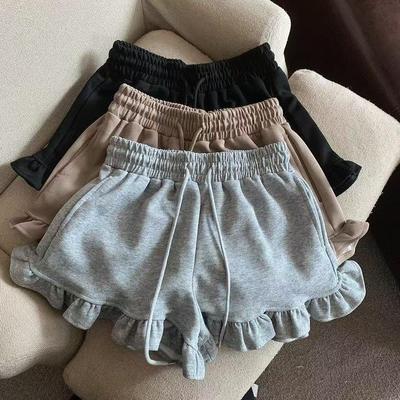 Y2k Japanese Gothic Lolita Shorts Women Cute Ruffle Bow Shorts High Waist Short Pants Cute Casual Loose Black Harajuku Shorts for Girls
