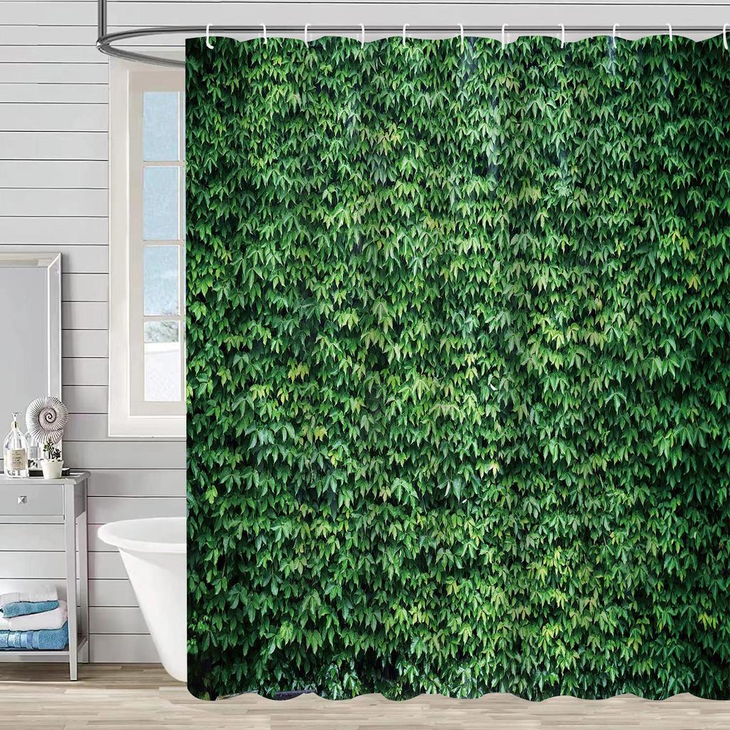 Shower Curtain Waterproof And Mildew-Proof 3D Digital Printing Plant Stone Printing Shower Bathroom Partition