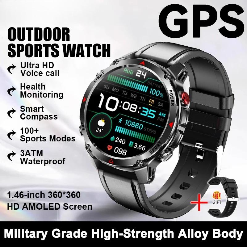 New Military Outdoor GPS Positioning SmartWatch Men Run RIDE Fitness GPS Tracer 10ATM/IP69 Compass HD call Sports Watch bracelet