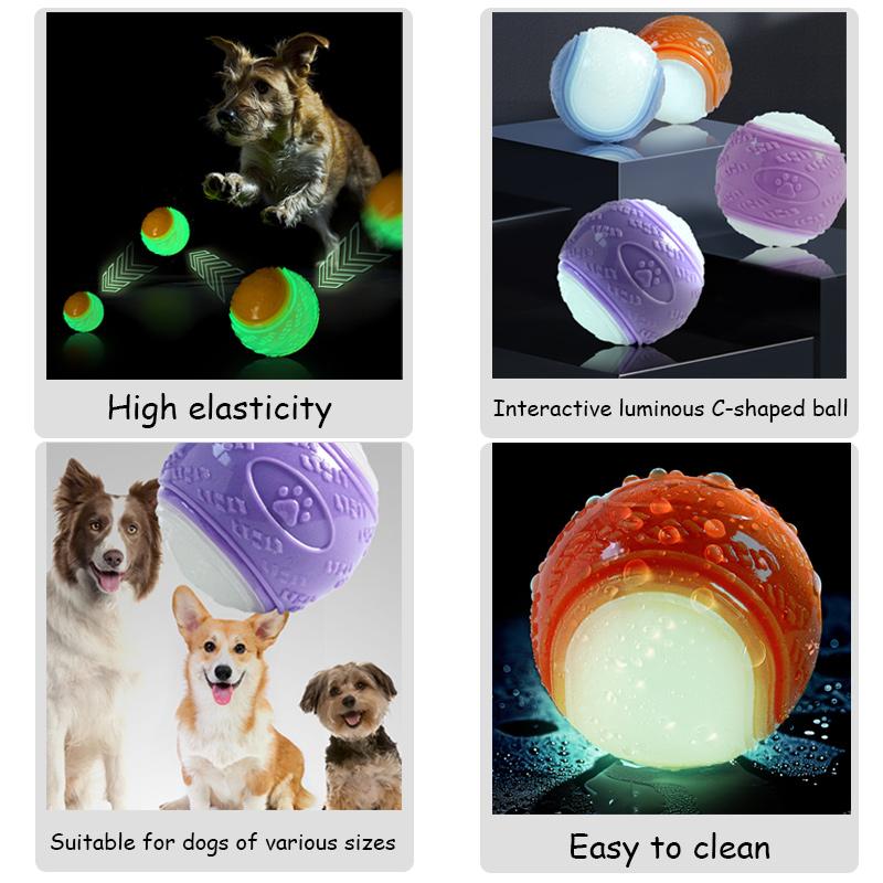 Glow Dog Ball Squeaky Dog Toy Ball, Dog Rubber Ball Toys for Small and Medium Dogs, Durable Dog Fetch Toys Puppy Chew Toys