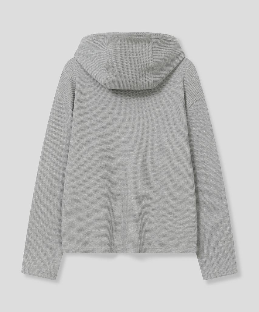 Waffle Fingerhole Hoodie_Light Gray