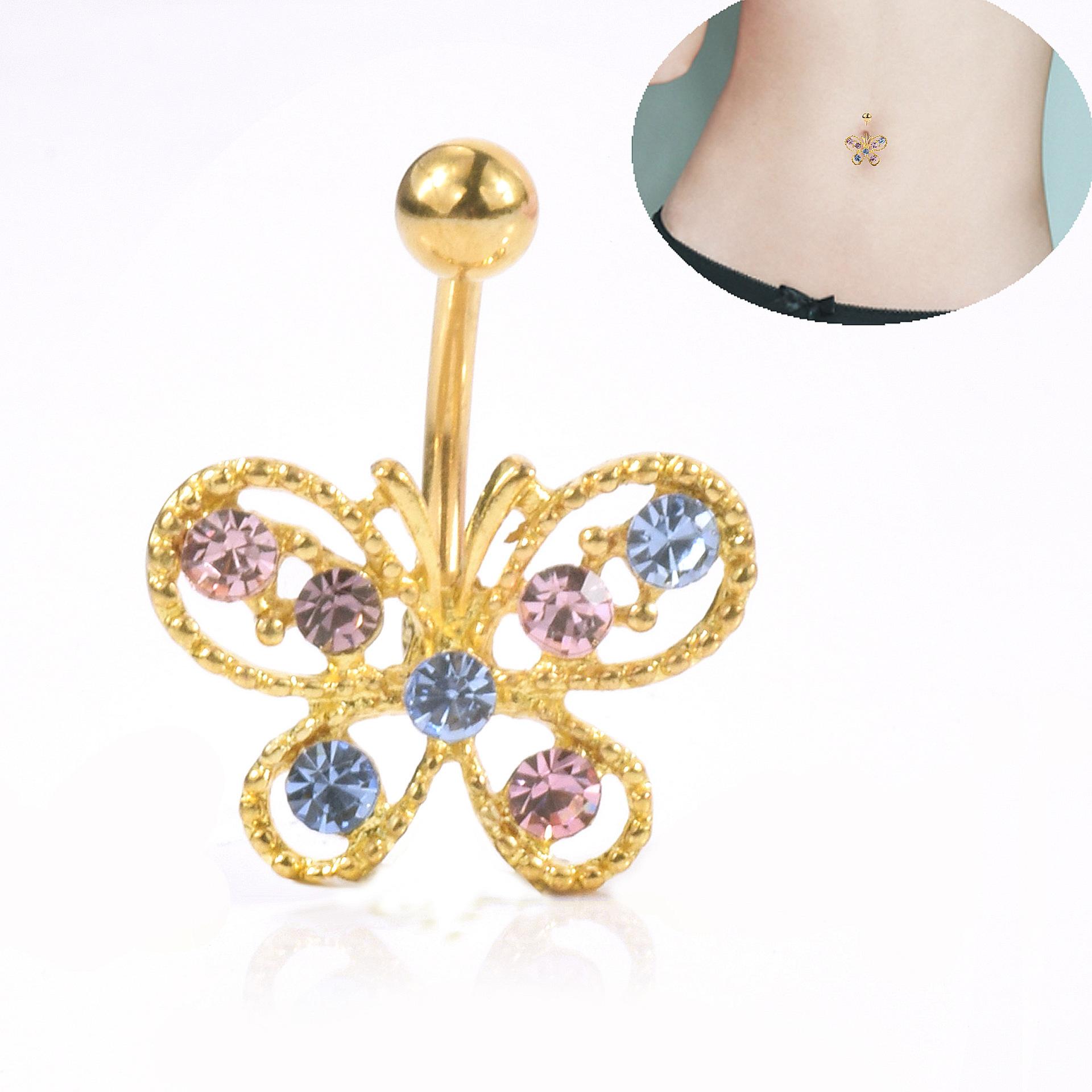 

Кольцо для пупка с бриллиантом Butterfly Cai, кольцо в Европе и Америке, ювелирные изделия Pedigue из нержавеющей стали, пупок