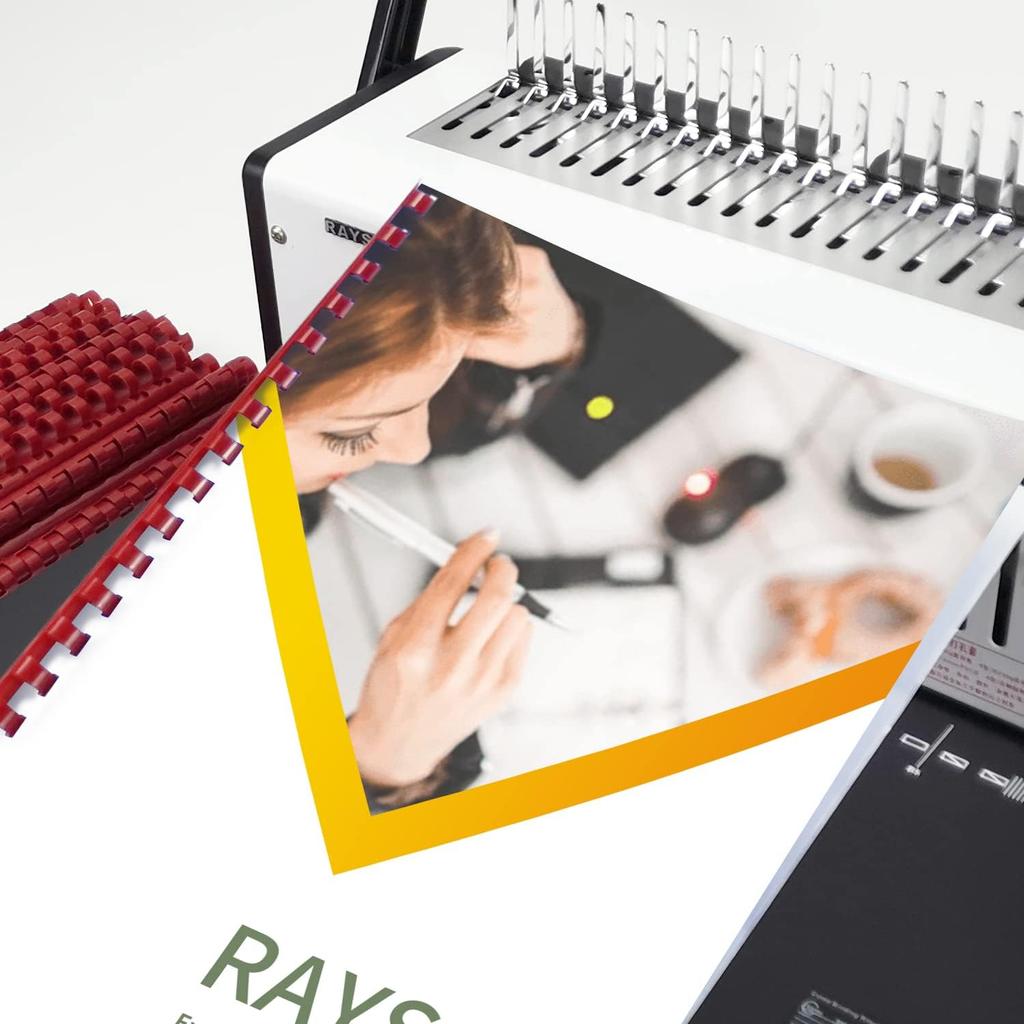 Rayson CR1912M-100 Plastic Binding Combs 1/2in. 19-Ring, 90-Sheet Capacity, Colorful Comb Binding Spines, Max. Binding Letter Size Paper, Box of 100