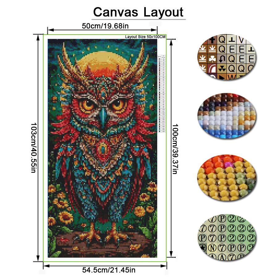Colorful Owl Large Size Diamond Painting Animals Diy Full Square Round Drill Rhinestone Embroidery Mosaic Cross Stitch Kits