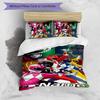 Ensemble de literie 3 pièces Nom personnalisé Dessin animé Mighty Morphin Power Rangers Housse de couette Fermeture Comprend 1 housse de couette et 2 taies d'oreiller Pour toutes les saisons Chambre D