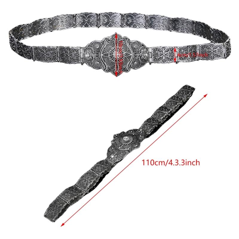 Vintage Metal Waist Chain Adjustable Antique Waist Belt Flower Pattern Waistband for Vintage Styles Enthusiasts