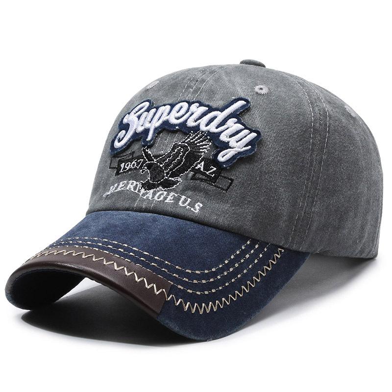 Spring Autumn New Eagle Embroidery Hat Wash the Old Letters Super Day Baseball Cap Retro Versatile Men and Women