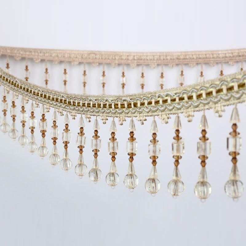 1 metr Elegantní Křišťálové Korálky Střapec Krajka Třásně Stuha Pro Šití Čalounění Záclonový Doplněk Dekor Řemesla