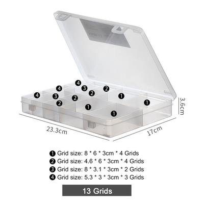 Clear Jewelry Storage Box Plastic Portable Compartment Container Large Capacity Multiple Dividers Earrings Storage Containers