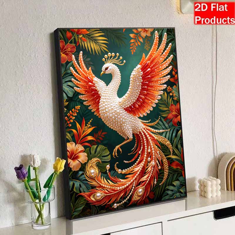 Kit de Peinture Phoenix Art Perle DIY Broderie Strass Cristal 5D pour Décoration Murale Chambre Salon Artisanat Fait Main