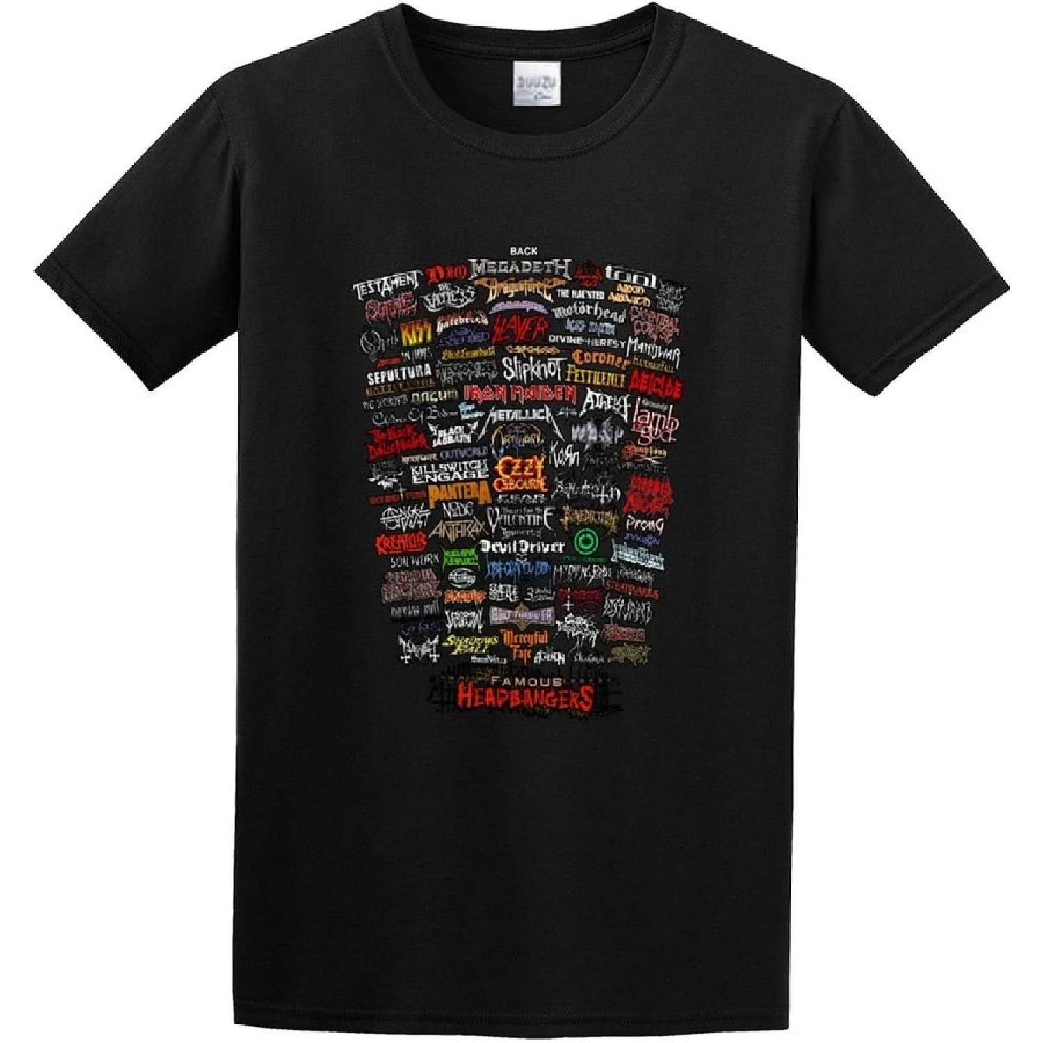 HUA MEI LI Famous Headbangers T-Shirt Funny Top Graphic Tee for Men Black S чёрный