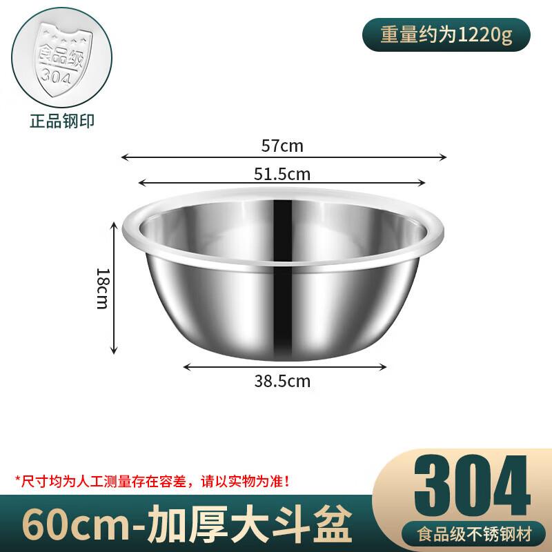 Food-Grade Thickened Stainless Steel Round Basin