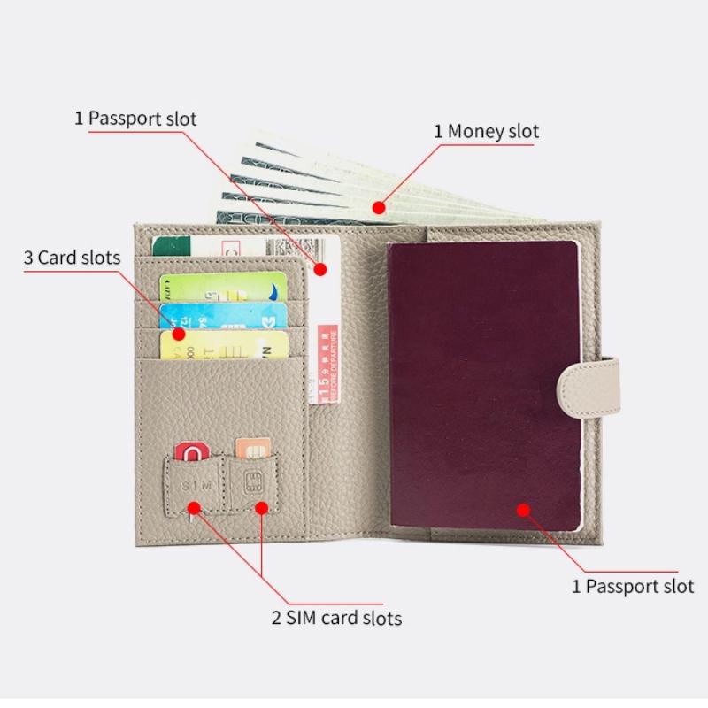 Genuine Leather Ultra-Thin RFID Blocking Passport Holder Wallet - All-in-One Travel Organizer for Women (New Style)