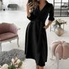 Weibliches Kleid mit Blumenmuster, tiefem V-Ausschnitt, Vintage-Gürtelkleid