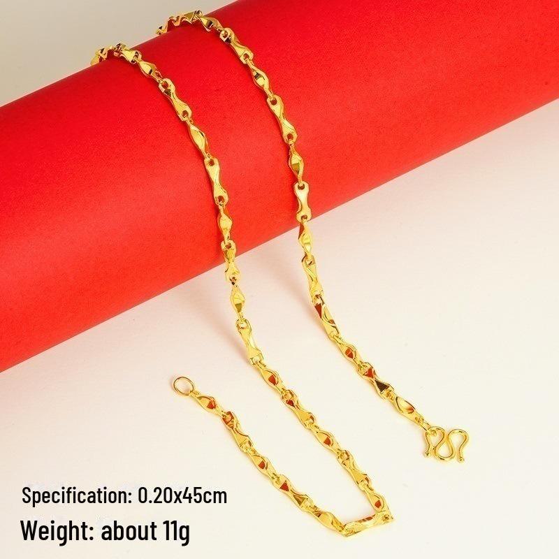 Elegant Sand Gold Clavicle Pendant Necklace for Women - High-End Imitation Gold Chain 