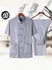 Men's Spring/Summer Tang Suit - Chinese Style Grandpa Shirt for Middle-Aged & Elderly, Thin Hanfu Dad Set