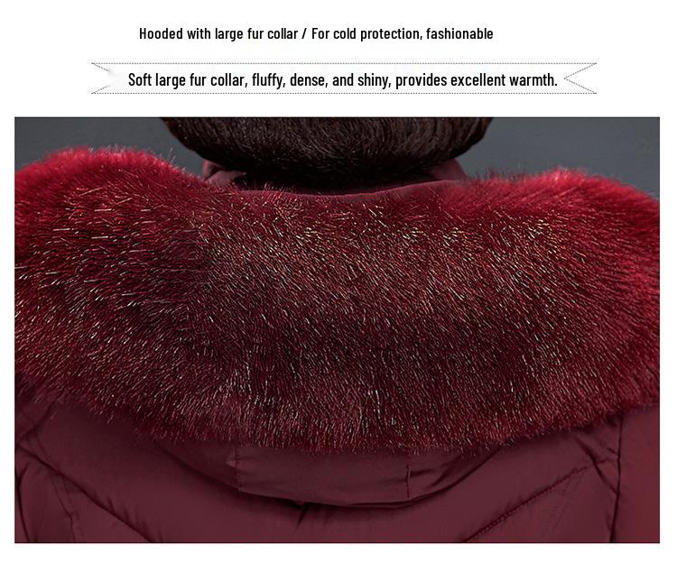 Women's Korean-Style Mid-Length Slimming Plus Size Fur Collar Cotton Jacket