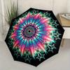 Folding Umbrella The Umbrella Displays Vibrant Patterns with Concentric Circles and Radiating Star Motifs, Resembling a Kaleid