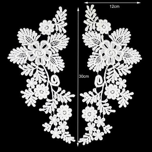 

1 пара кружевной ткани черного цвета с вышивкой, отделка для воротника, аппликация своими руками, швейные принадлежности, нашивки 1Pair