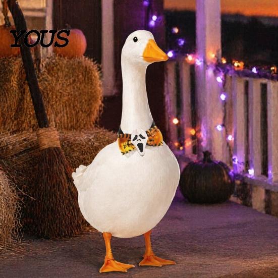 Decorative Bows for Potted Plants Halloween Goose Bow Tie, Porch Statue Accessories, Spooky Skull Ghost Petite Party Ornament Tie Lawn Statue, Outdoor
