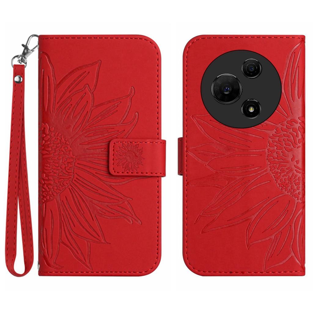 For TCL 60 NxtPaper 4G Case Sunflower Imprint Leather Wallet Phone Cover with Wrist Strap