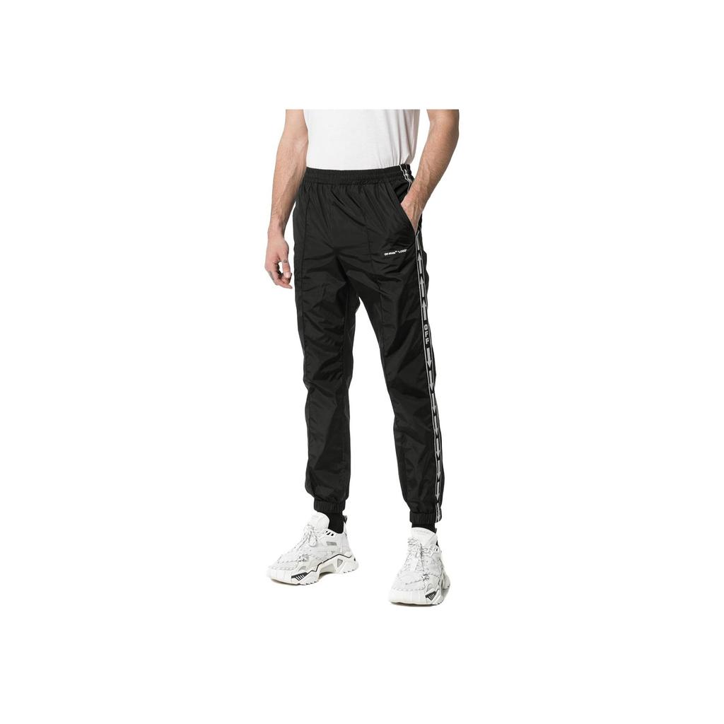 Off-White Solid Color Elastic Waist Joggers Regular Fit Men bottoms Black OMCA090S19A230011000