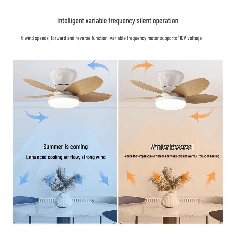 Japanese-Style Silent Ceiling Fan Light for Bedrooms, Dining, and Living Rooms - Modern Adjustable Pendant Design