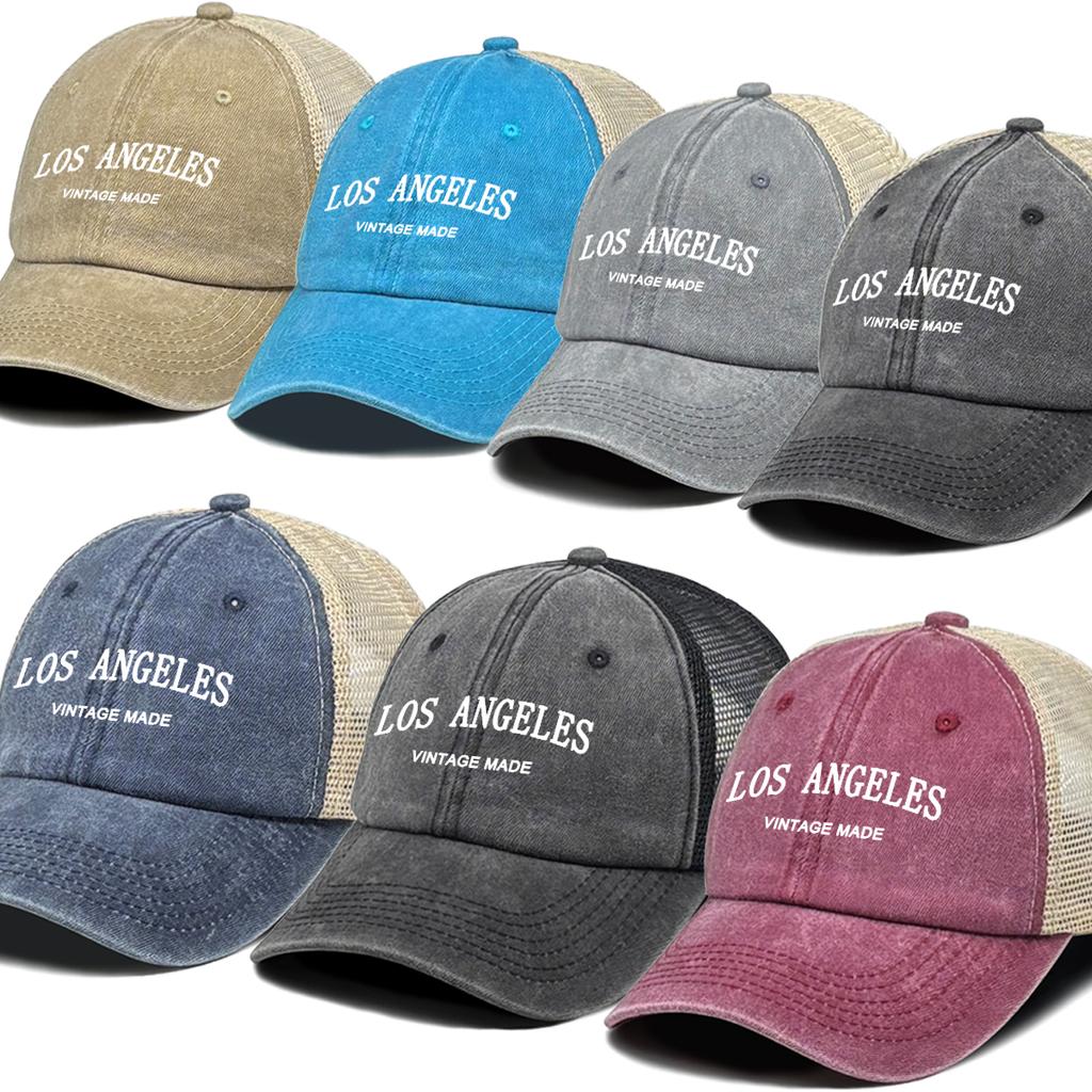 Mesh Cap Adjustable Sun Hat LOS ANGELES Hats For Man Breathable Buckle Snapback Baseball Hat Ideal Choice For Urban Style