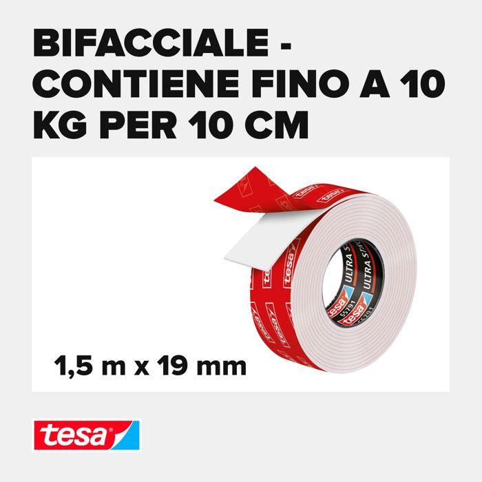 Bande adhésive - Tesa - PowerBond - Ultra solide - Transparent - 10kg par 10cm