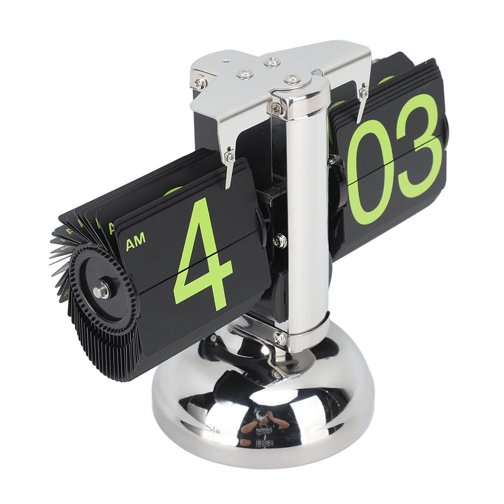 European Style Retro Digital Flip Down Clock 304 Stainless Steel Auto Mechanical Digital Flip Desk Clock for Home