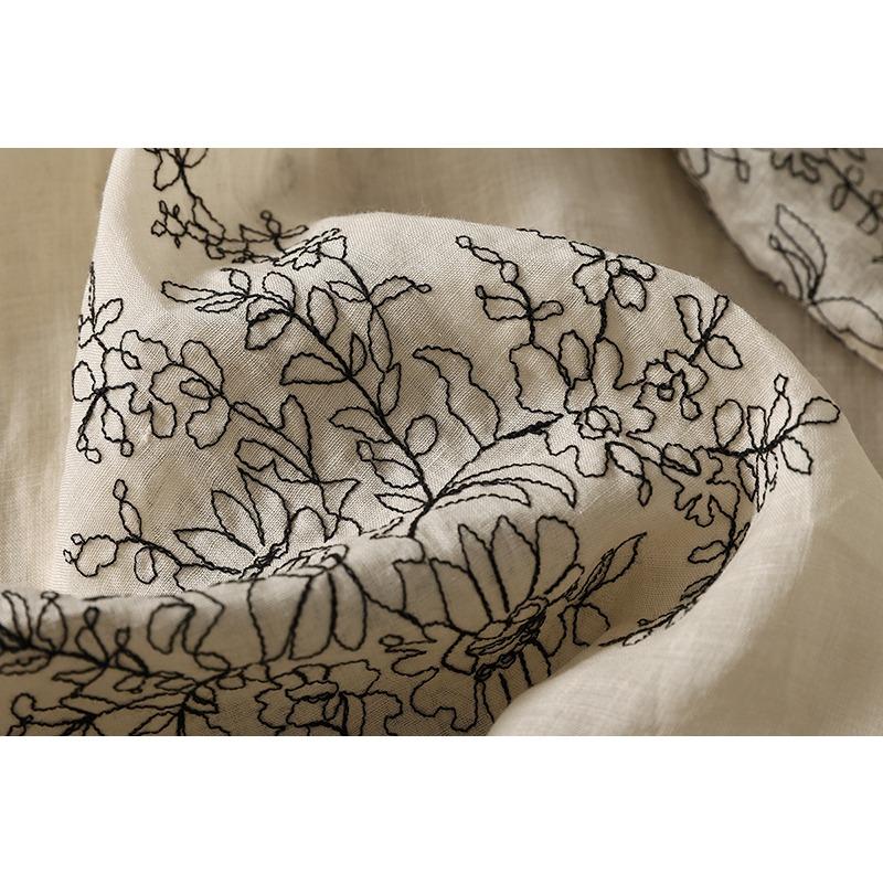 DIMANAF 2026 Women Plus Size New Summer Blouse Shirt Long Sleeve Casual Loose Lady Tops Shirts Linen Embroidery