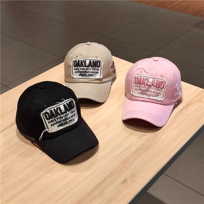 Korean Version of American Retro Baseball Cap Big Head Letter Casual Baseball Cap Women's Red Wide Brim Showing Face Small Hat