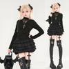 Outfit Cosplay Gothic Long Sickly Top and Bottom Idol Black M [AOTYP] Landmine-style Set, Black, Lolita, Cute, Sleeved, Cute, Set, Cake, Skirt, Cross,