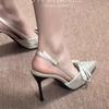 Fashion 2025 Summer Butterfly-knot Women Sandals Fashion Pointed Toe Singbacks Shoes Sexy High Heel Shoes