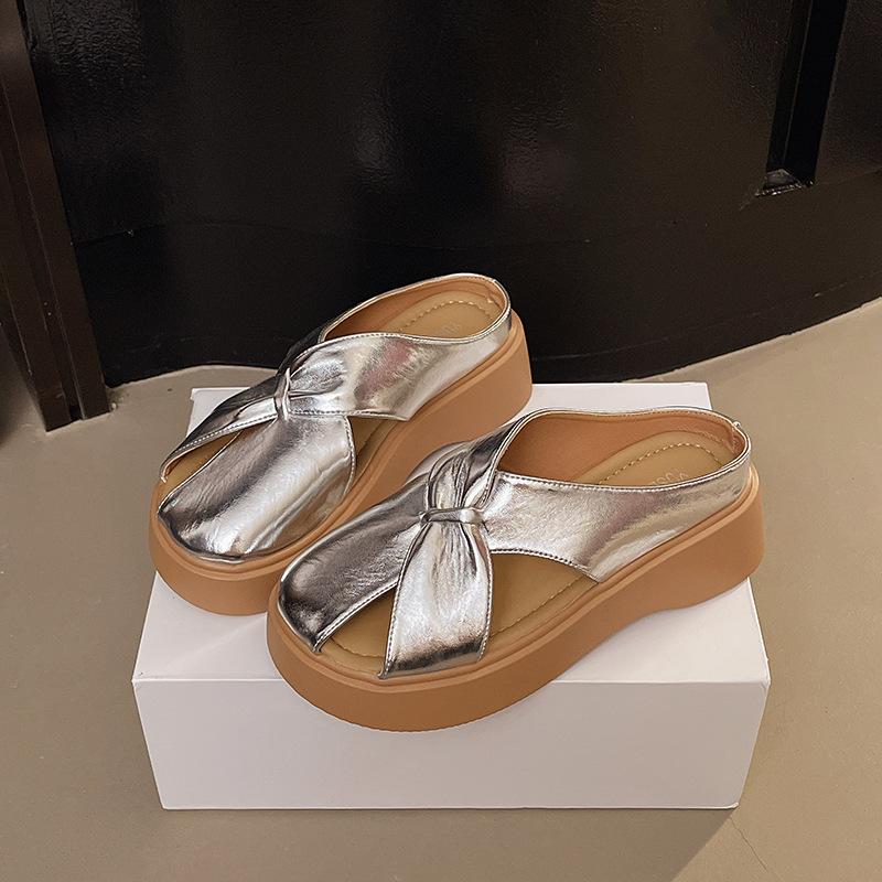 Height-increasing thick-soled Mary Jane shoes, women's new summer outer wear fashionable and versatile casual soft-soled non-slip bag head slippers