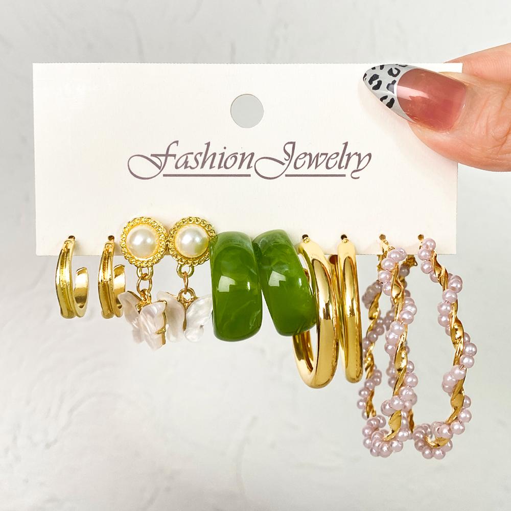 Conjunto de brincos de acrílico para mulheres, brincos pendurados de borboleta dourada punk, conjunto tendência de brincos, joias, presentes