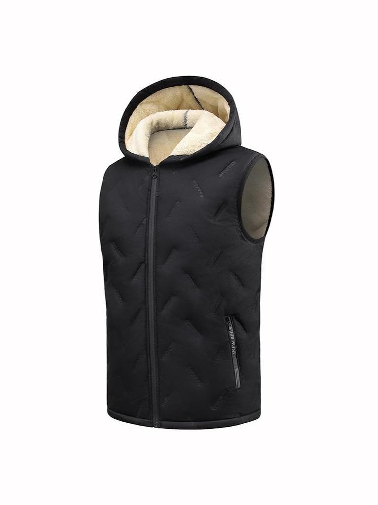Men's Lambswool Hooded Vest - Thickened, Plus Size, Casual Warm Gilet for Autumn/Winter