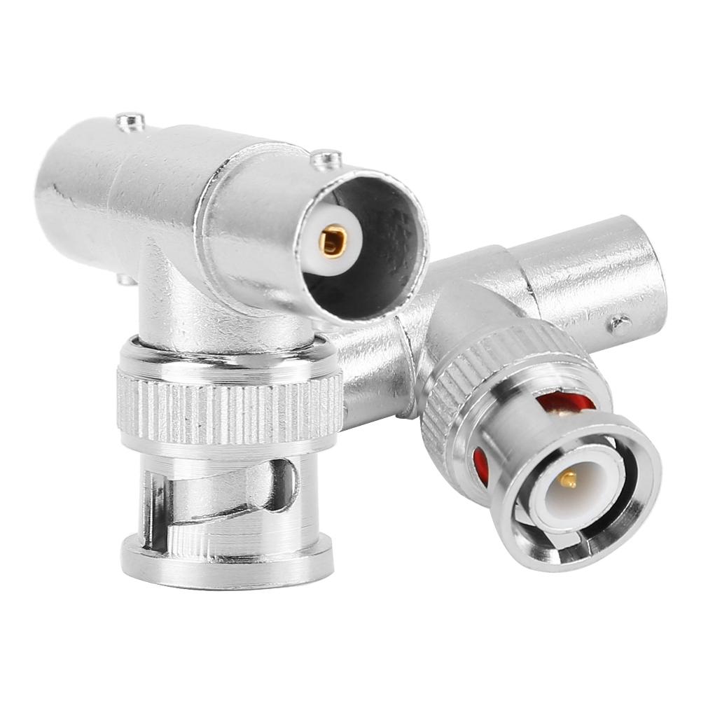 2pcs BNC Male to Female Adapter 3 Way Surveillance Video T Connector Splitter